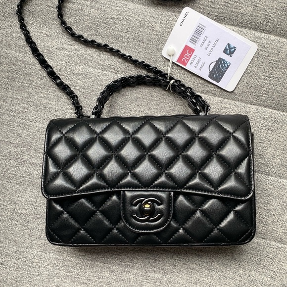 🎀🐰 NWT CC Quilted Coco Pop Top Handle Flap Black - Picture 1 of 10